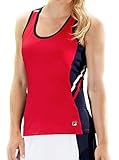 tennis top damen Stylisch und cool FILA Damen Tradizone Racerback Tank Top, Damen, Crimson/Peacoat/White, Large