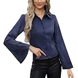 Chemise rayée boutonnée pour femme : taille XS-XXL, veuillez lire attentivement le tableau des tailles avant l'achat pour obtenir le bon ajustement