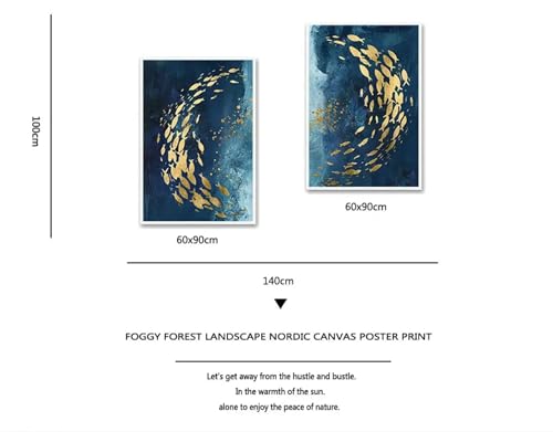 Affiche abstraite poisson bleu nordique pour décorer le salon - 5