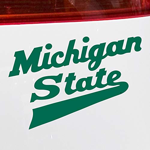 Image of Nudge Printing Michigan State University MSU Spartans Hockey Script Logo Car Window Decal Bumper Sticker