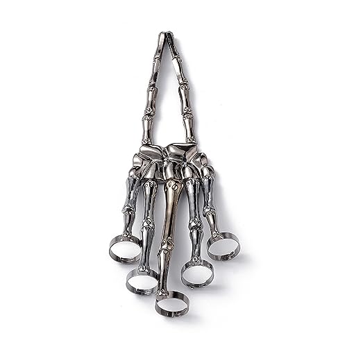 Image of Via Mazzini Alloy Punk Bikers Bones Style Long Full Fingers Ring With Bracelet For Men And Women (Ring0788) Free Size