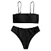ZAFUL Maillot de bain 2 pièces texturé pour femme avec bretelles amovibles, noir, S