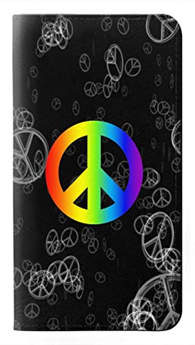 Étui iPhone 15 Plus Peace Sign Housse Flip en Cuir Protection Intégrale