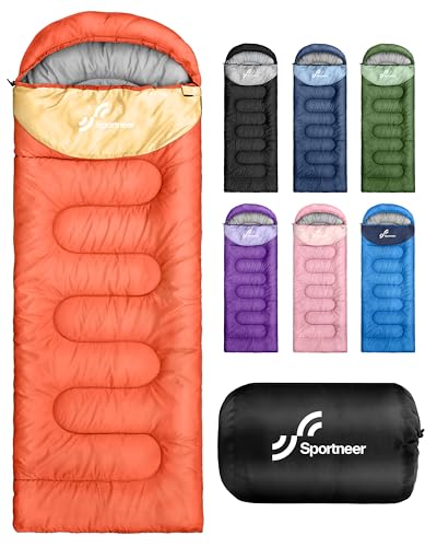 Sacco a Pelo, Sportneer 220×80cm Sacchi a Pelo 3-4 Stagioni Campeggio Singola Leggero Impermeabile Portatile per Adulti Campeggio Alpinismo Trekking Viaggi Escursionismo