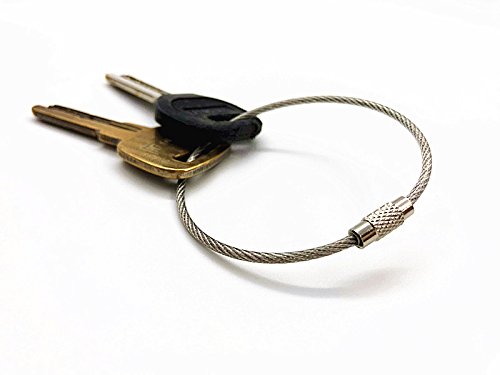 6.8 Inches Stainless Steel Wire Keychains, 2mm Cable Key Rings,Luggage Loops Tag, Keyrings, ID Tag Keepers by HSULAN (Silver - 50Pack)
