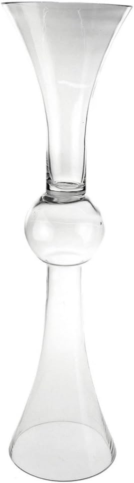 Homeford Tall Reversible Trumpet Clear Glass Vase, 36-Inch