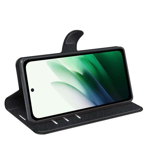 BOCTECH Hülle für Xiaomi Redmi 15, Handyhülle PU Leder Klappbar Schutzhülle Klapphülle mit Ständer, Kartenfach, Magnetschnalle Stoßfest Flip Cover Case Tasche für Xiaomi Redmi 15, Schwarz