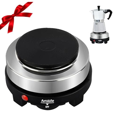 Artilife 500W Small Hot Plate Mini Hot Plate,Artilife 500w Small Electric Hot Plate,Mini Stove Electric Portable Stove Kitchen Cooktop Electric Heater,Perfect Size for Moka Pot 110V Cover