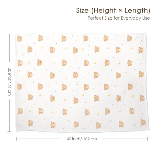 Image of Bear Baby Blankets for Boys Girls, Soft Nursery Minky Blankets with Muslin and Dotted Fleece Back 30x40 inches, Receiving Bed Quilt for Newborn, Infants, Toddlers