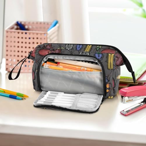 Image of Fisyme Insects Vintage Bugs Pencil Case Large Capacity Pencil Pouch Pen Bags Box Big Makeup Pencil Case Organizer