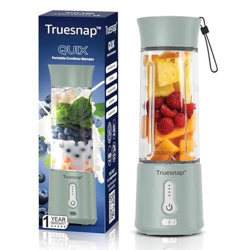 Image of QUIX Portable Mini Blender 500ml for Smoothies Cold Coffee & Juices | USB-C Rechargeable Juicer Mixer Grinder with 230W Motor Ice Crushing & 4000mAh Battery | BPA Free | Sage Green