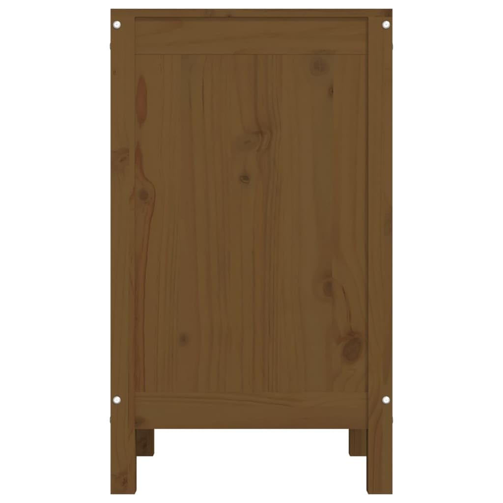 Wäschetruhe Honigbraun 44x44x76cm Massivholz Kiefer mit Deckel Griff und Rollen für Badezimmer Schlafzimmer Waschküche