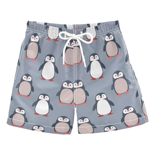 ALAZA Color Animal Penguin Boys Quick Dry Beach Board Shorts Kids Swim Trunks Bathing Suit Swimsuit XS Multicolor