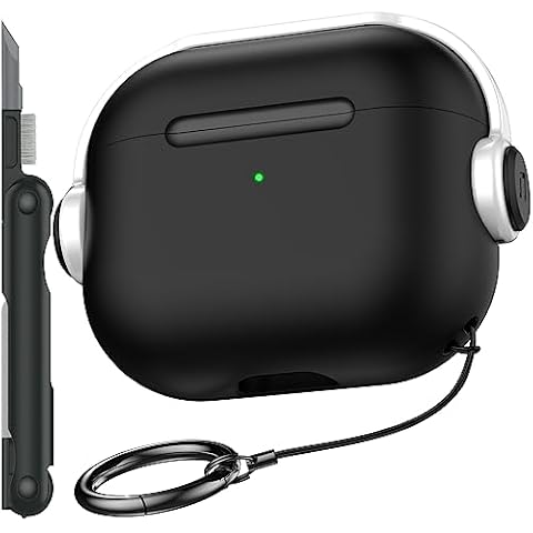 R-fun for AirPods 3rd Generation Case with Secure Lock, Music Headset Earphone Protective Case Cover with Cleaning Kit Compatible with for AirPods 3 2021 Charging case-Black & White Cover
