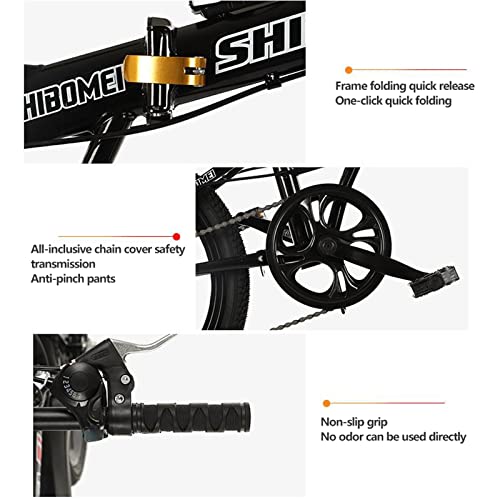 zcyg 20 inch mountainbike, opvouwbare fiets, voor dames dames fiets, heren fiets (maat: 20 inch, kleur: zwart) - Afbeelding 4