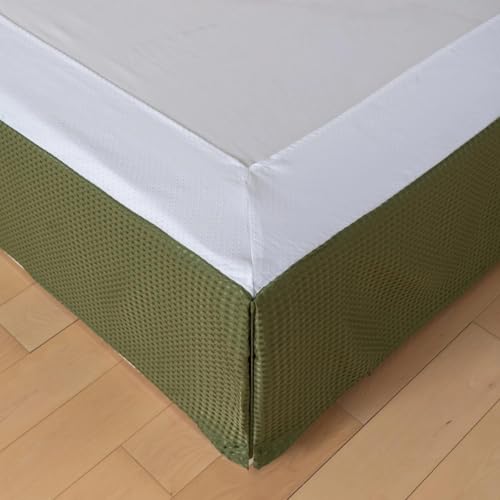 Queen Bed Skirt, Wrap Around Bed Skirt with Pleated Corner,