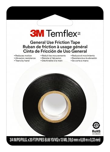 Image of 3M Temflex General-Purpose Vinyl Electrical Tape (1700), 3 /4 in. x 60 ft., 7 Mil, Black, 3 Rolls
