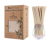 Eco Straws Disposable – Biodegradable Bamboo Paper Straw – Natural Compostable Long Drinking Straws