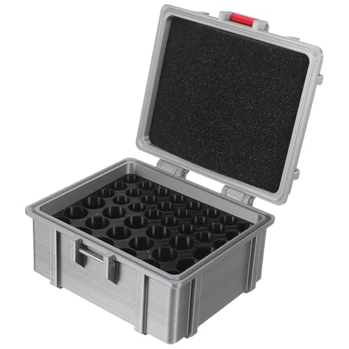 DIYEAH Boîte de Rangement Étanche Argenté pour Piles AA et AAA en Plastique Petg Accès Rapide Contenant Multi-emplacements Maison Voyage