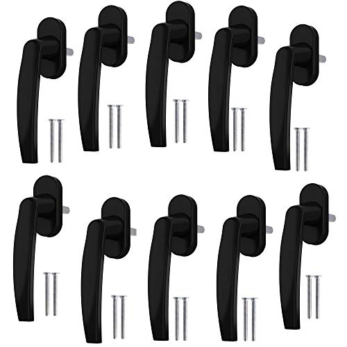 Poignée de fenêtre en aluminium de qualité PALMAT | pour les fenêtres/portes à battants et coulissantes | Ouverture vers l'intérieur ou vers l'extérieur (10, Noir)