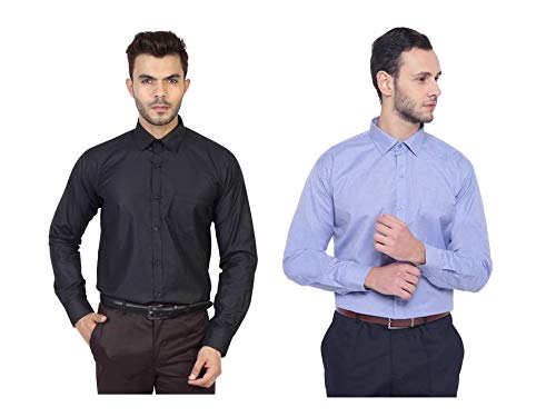 Image of MANQ Men's Regular Fit Formal Shirt (Pack of 2)