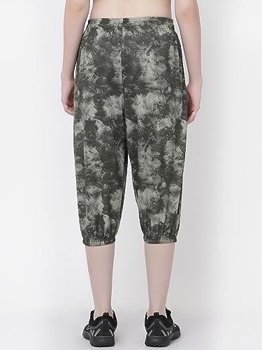 Image of UZARUS Women's Animal Print Tie-Dye Strechable Capri 3 /4th Shorts