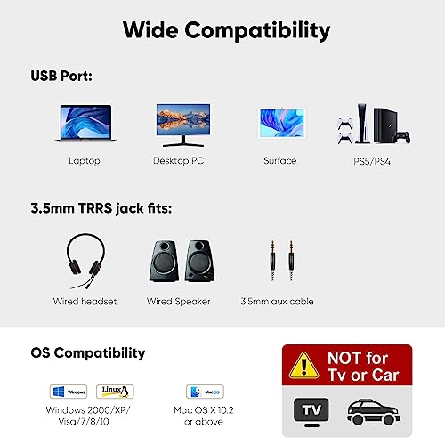 Cablecreation Usb Audio Adapter - External Sound Card With 3.5Mm Headphone And Microphone Jack For Windows, Mac, Linux, Pc, Ps4, Laptops - Plug And Play, No Drivers Needed (White) #TOP3