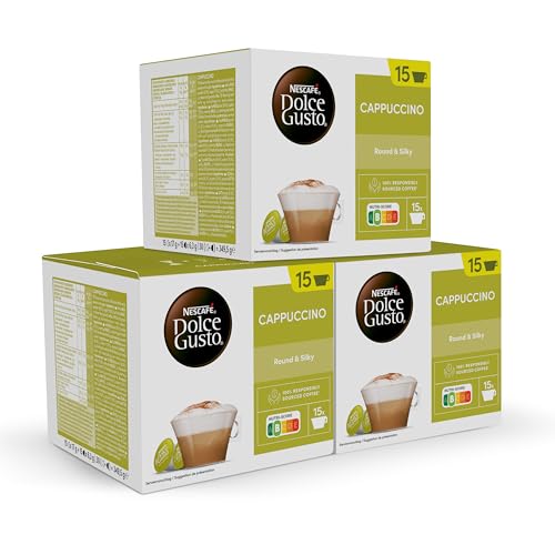 NESCAFÉ Dolce Gusto Cappuccino - Cápsulas de Café, 90 Cápsulas (3 x 30) - 45 taza de café - Clásico Italiano - Originales para cafeteras Dolce Gusto