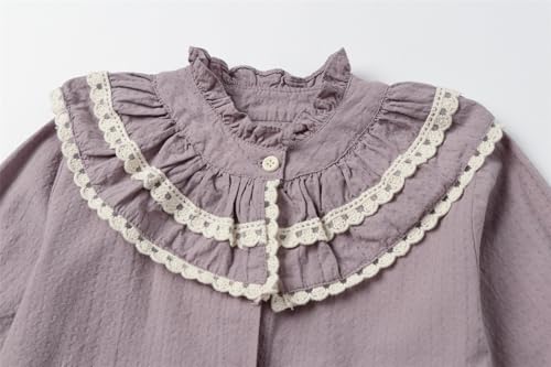 Image of Mud Kingdom Girls Blouse Shirts Spring Fall Long Sleeve Button-Down Top Ruffle Collar