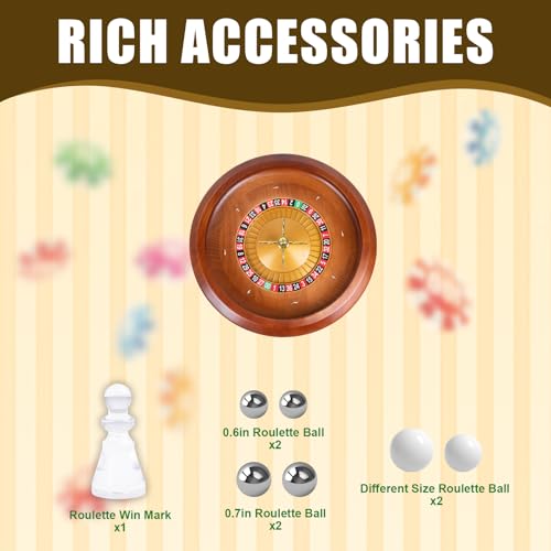 Extguds 20 Inch Professional Wooden Roulette Wheel, Large Size Solid Wood Casino Roulette Wheels for Adults,with 4 Roulette Balls,Perfect for Home Game Night and Entertainment Party