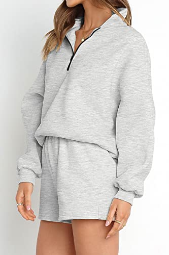 Image of AUTOMET Women's Oversized 2 Piece Lounge Matching Sets Half Zip Sweatshirts Sweatsuit