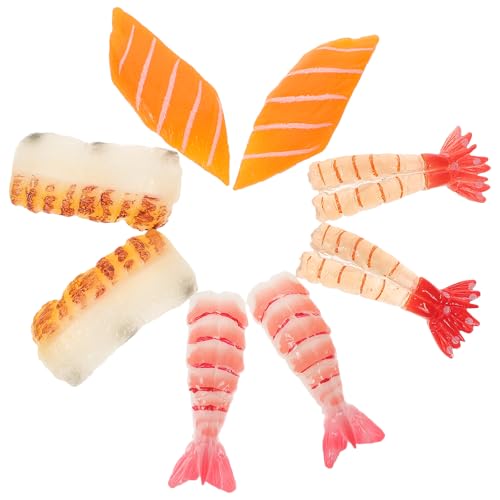 SAFIGLE 8pcs Realistic Fake Salmon Slices Model Simulation Sushi Plate Decor for Advertising Home Kitchen and Restaurant Display Props Decoration