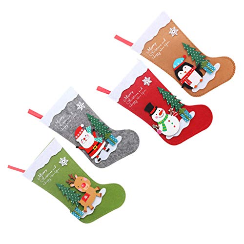 Toyvian 4 PeÃ§as de Natal Com Elemento de Natal Bolsa de Doces Bolsa de Moda Enfeite Pendurado Meias