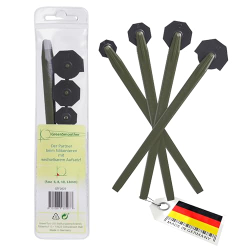 Green Smoother Silikonabzieher Set | Fugenglätter & Fugenabzieher 6-teilig | Fugenwerkzeug für Silikon & Acryl in Bad Küche & Fliesen | Mit Schwenkfunktion & 4 Aufsätzen | Made in Germany