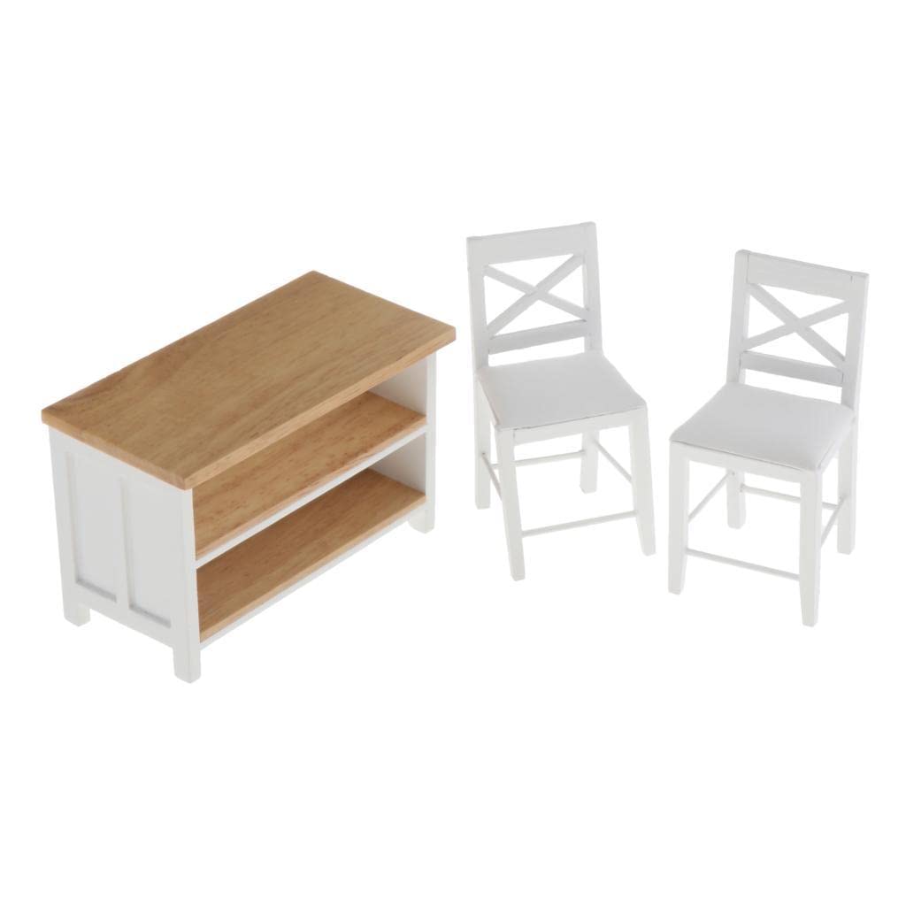 Casa delle Bambole Mini Hobby Set Mobili in Legno Miniaturizzato Accessori Realistici Sedia E Tavolo 1 12 Design Raffinato Fai da Te Adatta per, 3Pcs Cabinet Sedie