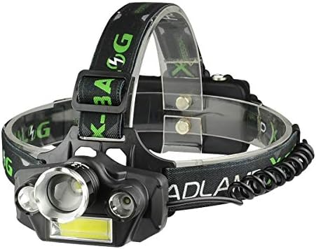 LED Headlamp Flashlight, USB Rechargeable LED Headlamp- Waterproof & Comfortable Headlight, Battery Powered Helmet Light, 8000 Lumen 4 Light 5 Modes Super Bright Outdoor Camping Biking (Black)