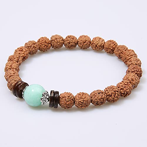Colorful Bling Handmade Rudraksha Seeds Buddha Yoga Bracelet Bohemia Beaded Meditation Wrist Tibetan Bracelet Japa Prayer Mala Stretch Charm Bracelets Ethnic Style Jewelry For Women Girls - 4 Pcs #TOP3