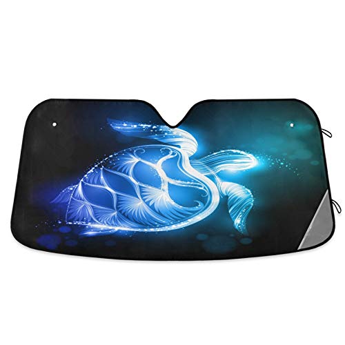 Dussdil Summer Sea Turtle Floral Car Windshield Sunshades Ocean Blue Tortoise Sun Shade Reflective Uv Rays Protector Keep Cool Visor Cover Foldable Retractable For Car Truck Suv #TOP7