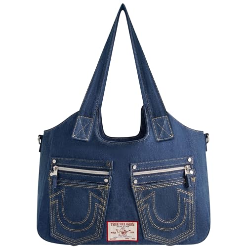 True Religion Women's Satchel Bag, Crossbody Purse Handbag with Horseshoe Logo Stitching