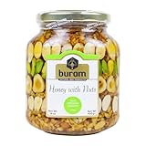 Buram Honey with Nuts, Premium Quality Honey Dipped Mix Nuts with Gourmet Savory Flavor, Great for Snacking, Spread and Baking, Resealable Jar, 14 Ounce