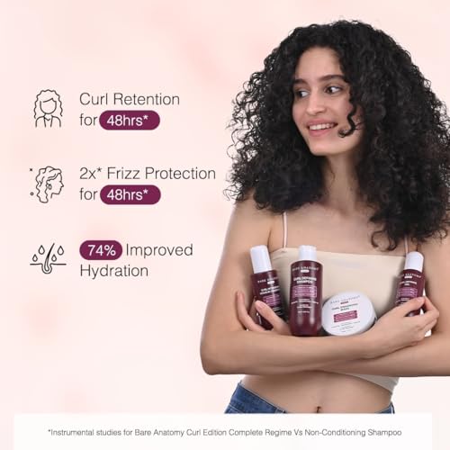 Image of Bare Anatomy Curl Defining Shampoo | Curl Retention & 2X Frizz Protection For 48 Hours | Powered By Coconut Oil, Hyaluronic Acid & Castor Oil | Sulphate & Paraben Free | Women & Men | 250 ml