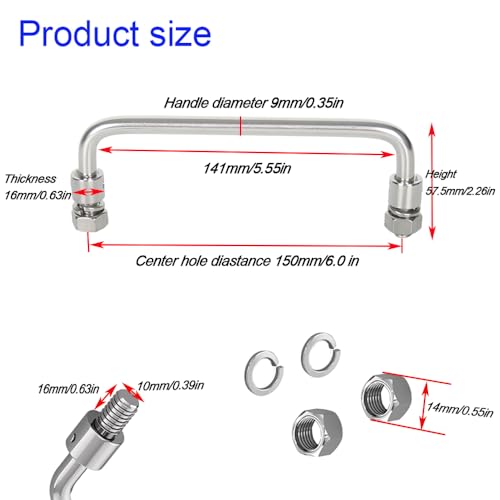 Image of 304 Stainless Steel Folding Handle 90 Degree Folding Pull Handle,Cabinet Handle Toolbox Handle,2 Pack (Hole Center 6.0in)