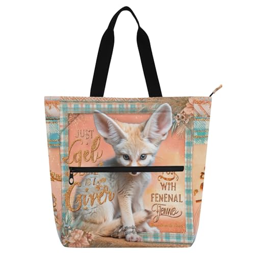 Bolsa de libro de fennec fox, el regalo ideal con cremallera para niña