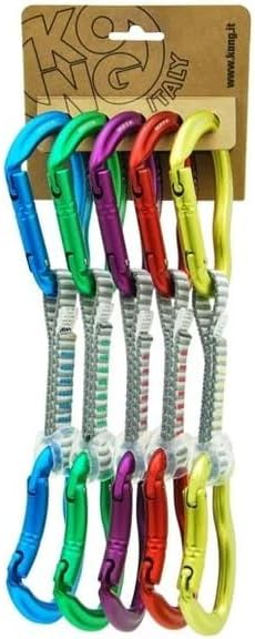 Kong Ergo Anniversary Quickdraw, 40th Edition 5 Color Set, Dyneema 13mm x 12cm, EN 12275 Certified Aluminum Alloy Climbing Quickdraw, Made in Italy
