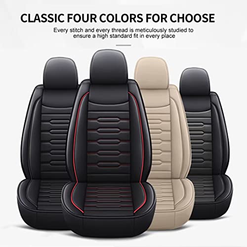 Aomsazto 2 Front Car Seat Cover Custom Fit For Toyota Tacoma 2010-2023 Car Seat Covers Waterproof Leather Car Seat Cushion Protector Compatible Airbag(Only For Double Cab 4 Doors) Black&Gray #TOP6