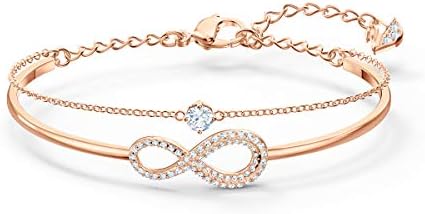SWAROVSKI Women's Infinity Crystal Jewelry Collections, Rhodium & Rose Gold Tone Finish,Bangle Bracelet - Rose Gold Tone