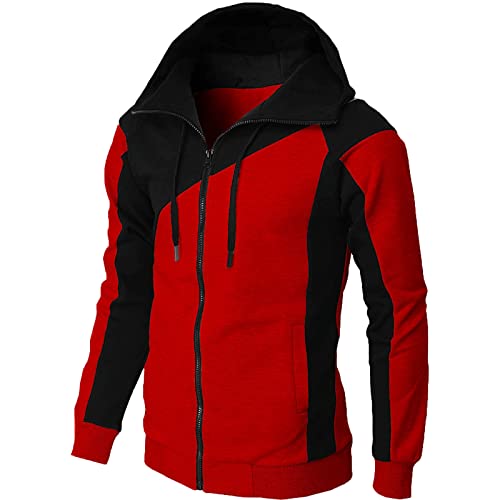 Ctreela Mens Fashion Color Block Hoodies Zip Up Jacket Workout Hooded Sweatshirts Slim-Fit Fall Lightweight Hoodie Coats2