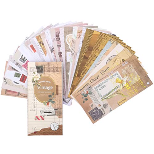Vintage Things Sticker Set (30 Sheets) Adhesive Stickers Postmark Plant Musical Note Old Stuff Travel Label for Scrapbook Album Planner Journal Agenda Art Craft DIY Stationery Gift Packing Decoration