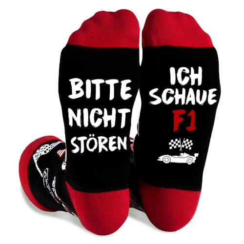 Zemolo Weihnachten Geschenke für Männer Rennsport Lustige Socken mit Spruch BITTE NICHT STÖREN ICH SCHAUE Socken Witzige Vatertag Männertag Geburtstag für Papa Opa Freund Bruder Jungs Kleinigkeiten