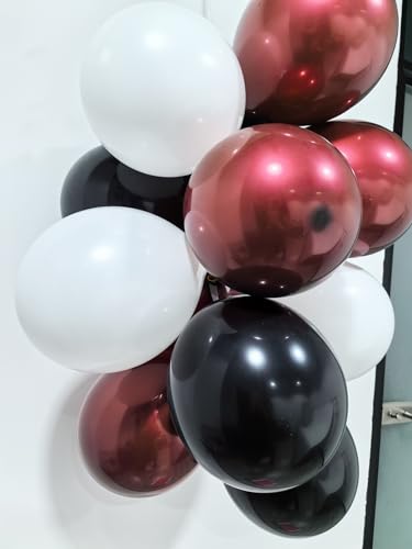 Image of Graduation Decorations Maroon Black 2026 /Burgundy Black Graduation Party Decorations /30Pcs Burgundy White Balloons /Maroon Party Decor Birthday Wedding (Pack of 3)